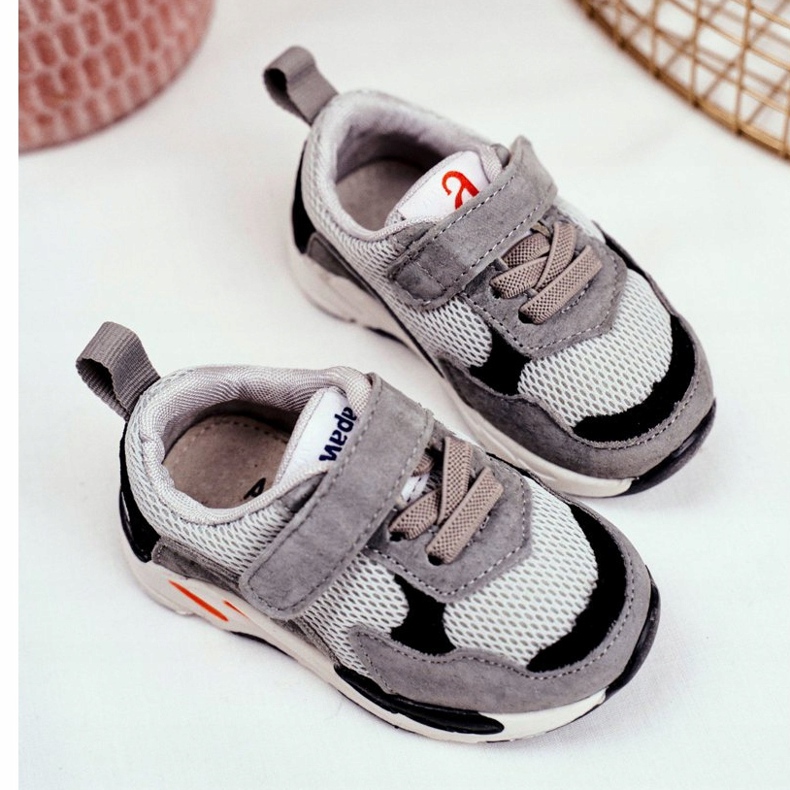 Apawwa Scarpe sportive per bambini con velcro, grigie grigio 2