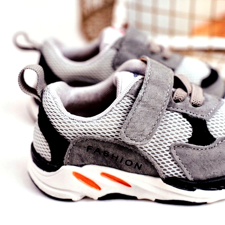 Apawwa Scarpe sportive per bambini con velcro, grigie grigio 4