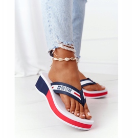 Infradito da donna sulla zeppa Big Star HH274A093 White bianco blu navy 1