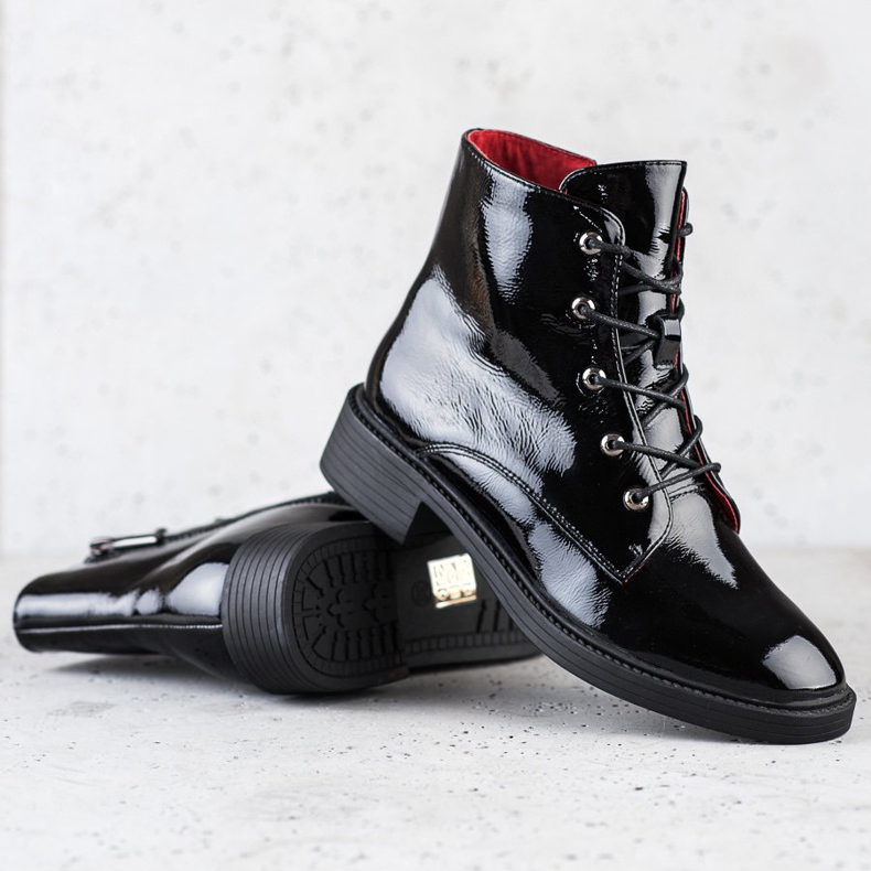 ARTIKER Eleganti stivaletti in pelle con lacci nero 1