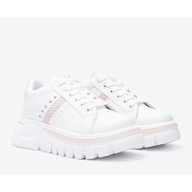 Sneakers bianche con dettagli beige su suola alta Alasana bianco 1