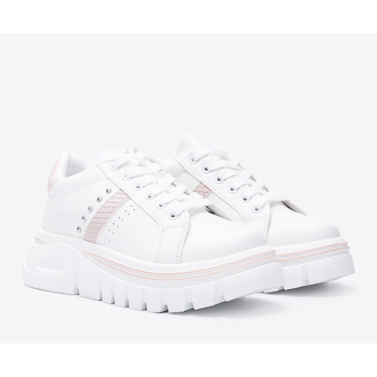 Sneakers bianche con dettagli beige su suola alta Alasana bianco 1