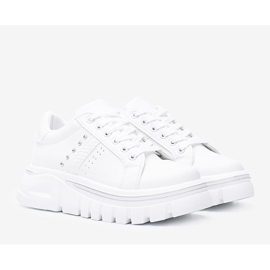 Sneakers bianche su suola alta Alasana bianca 1