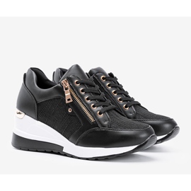 Sneakers nere lucide sulla zeppa The Moment nero 1