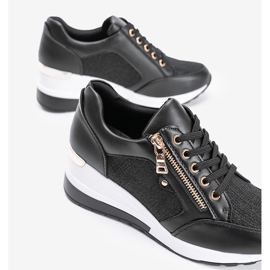 Sneakers nere lucide sulla zeppa The Moment nero 2