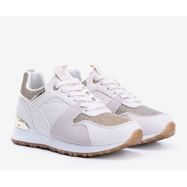 Sneakers beige con accessori Yoisya dorati d'oro 1