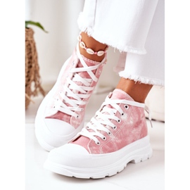 FJ1 Sneakers Alte Rosa Su Grande Suola Con Effetto Tie-Dye Trissy bianco 1