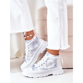 FJ1 Sneakers Alte Su Una Grande Suola Blu Con Effetto Tie-Dye Trissy bianco 2