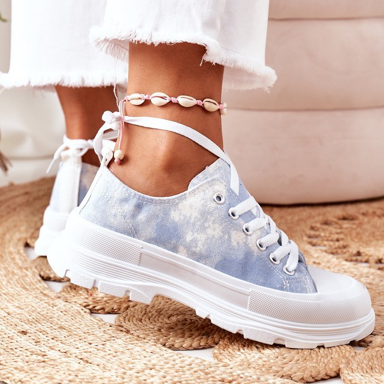 FJ1 Sneakers Blu Platform Con Effetto Tempo Di Viaggio Tie-Dye bianca 1