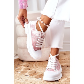 FJ1 Sneakers rosa con effetto tempo di viaggio tie-dye bianco 1