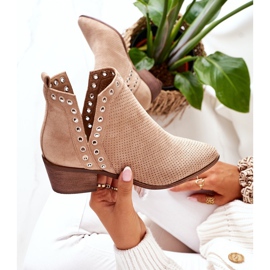 Stivali Traforati Con Ritagli Beige Western 1