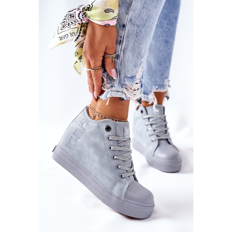 Sneakers in pelle con zeppa Big Star II274094 Blu 2
