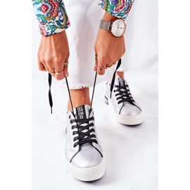 Sneakers da donna in pelle Big Star II274034 Argento d'argento 1