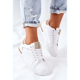 Scarpe sportive Sneakers sulla piattaforma bianche e beige Lola bianca 1