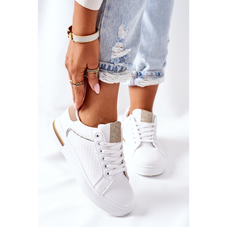 Scarpe sportive Sneakers sulla piattaforma bianche e beige Lola bianca 2