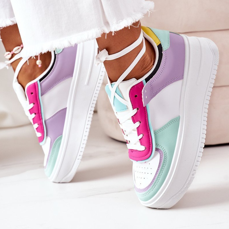 Scarpe Sportive Sneakers Sulla Piattaforma Bianco-Viola Freedom multicolore 1