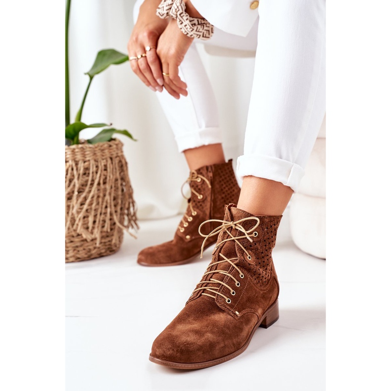 Alberto Violli Stivali Scamosciati Con Motivo Traforato Brown Josie marrone 2