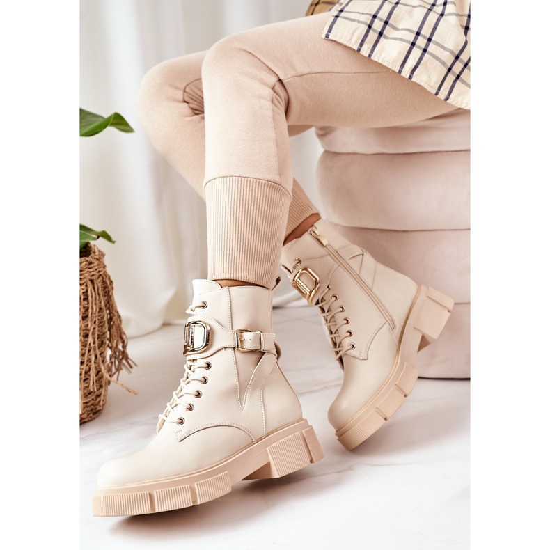 PS1 Caldi lavoratori con fibbia dorata Beige Maybelle 2