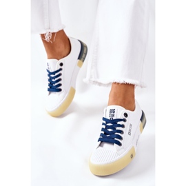 Sneakers da donna in pelle Big Star II274132 Bianco blu navy 2