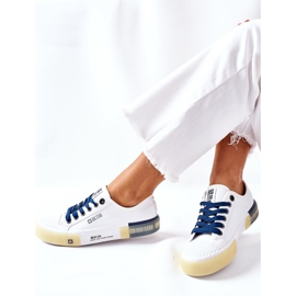 Sneakers da donna in pelle Big Star II274132 Bianco blu navy 1