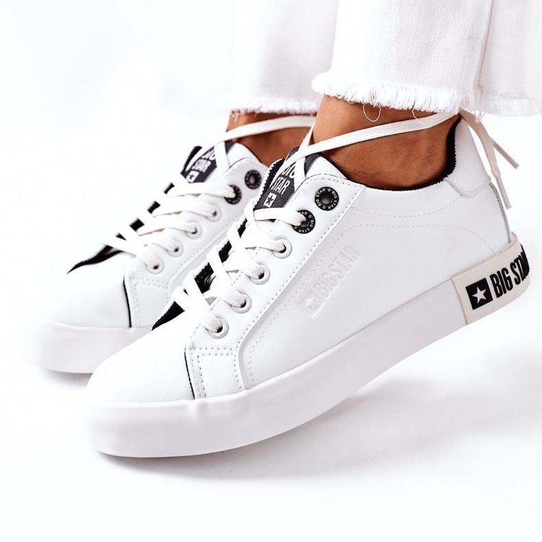 Sneakers da donna in pelle Big Star II274031 bianche e nere bianco nero 1
