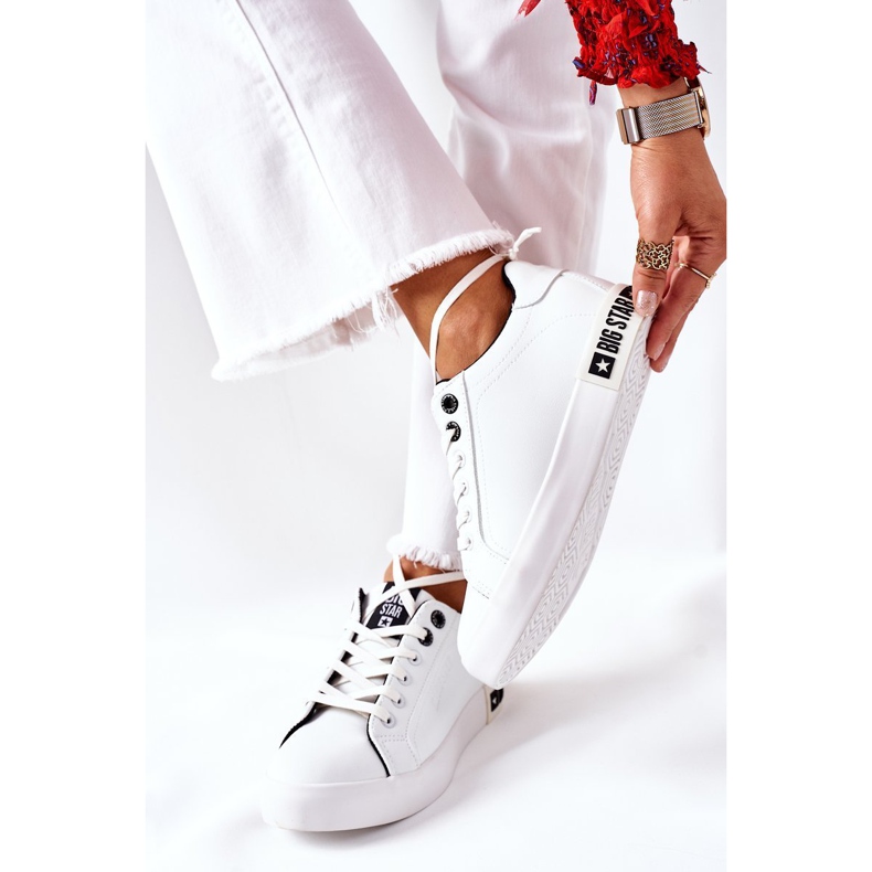 Sneakers da donna in pelle Big Star II274031 bianche e nere bianco nero 2