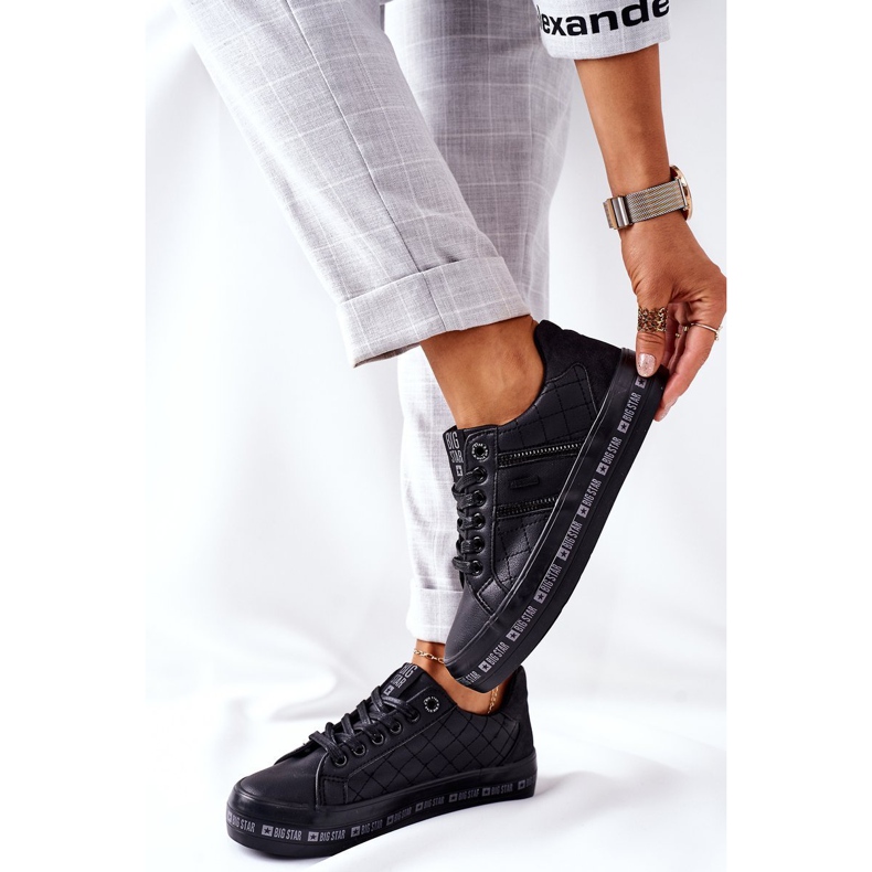 Sneakers in pelle sulla piattaforma Big Star II274070 nera nero 1
