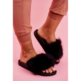 PS1 Pantofole da donna con pelliccia Nero Belmondo 1