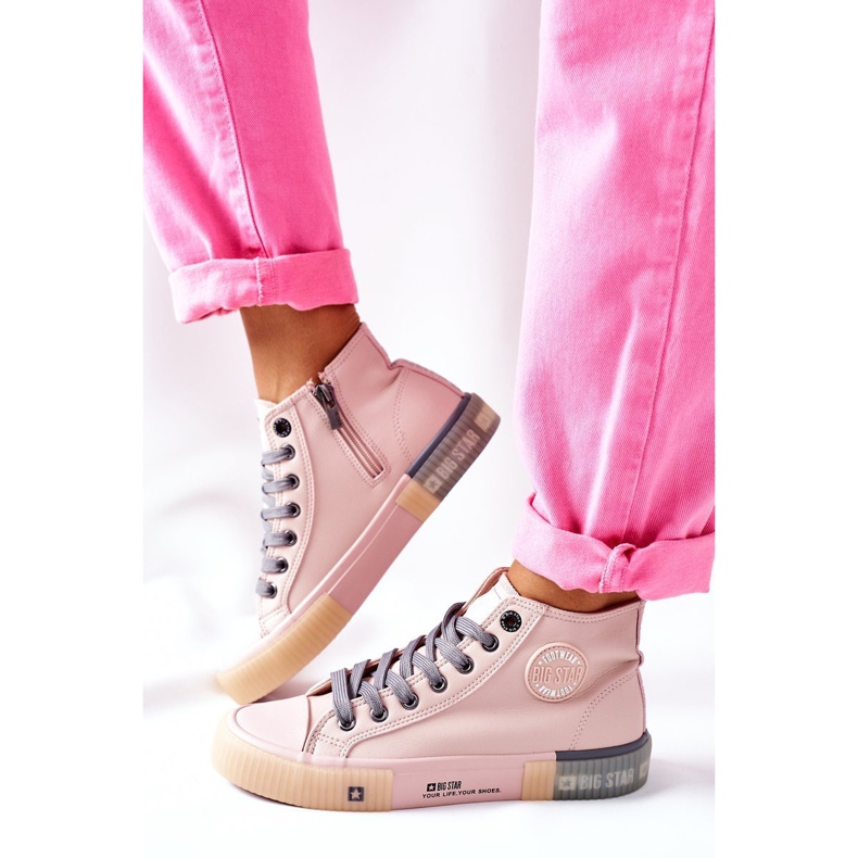 Sneakers Alte In Pelle Big Star II274138 Rosa 2