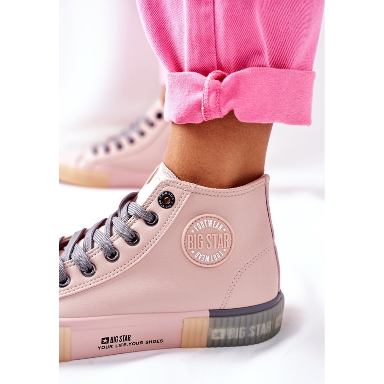 Sneakers Alte In Pelle Big Star II274138 Rosa 1