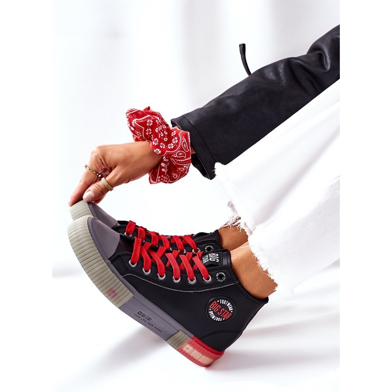 Sneakers Alte In Pelle Big Star II274139 Nere nero rosso 1