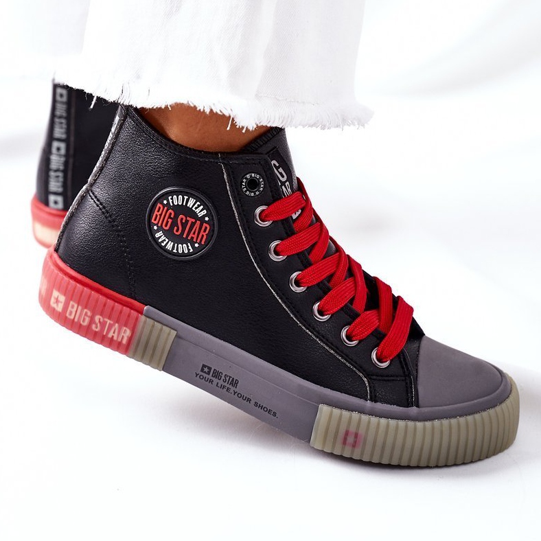 Sneakers Alte In Pelle Big Star II274139 Nere nero rosso 2