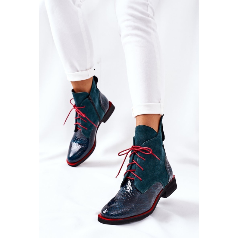 Alberto Violli Stivaletti In Pelle Con Fantasia Coccodrillo Cheyenne Verde rosso 2