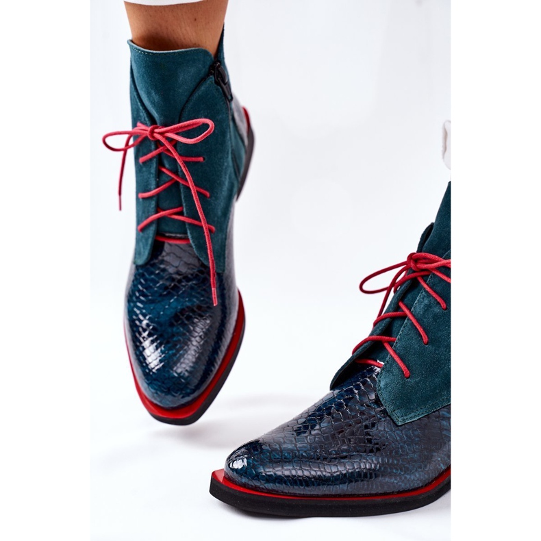 Alberto Violli Stivaletti In Pelle Con Fantasia Coccodrillo Cheyenne Verde rosso 1