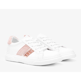 Sneakers bianche e rosa su una spessa suola Tituana bianco 1