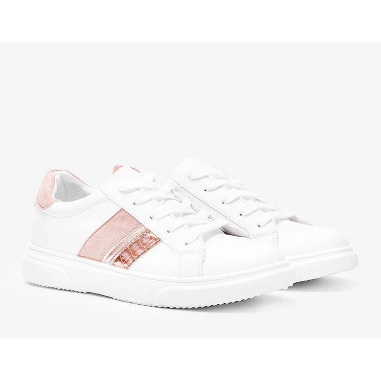 Sneakers bianche e rosa su una spessa suola Tituana bianca 1