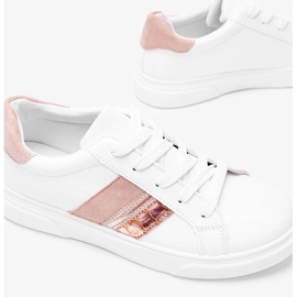 Sneakers bianche e rosa su una spessa suola Tituana bianco 2