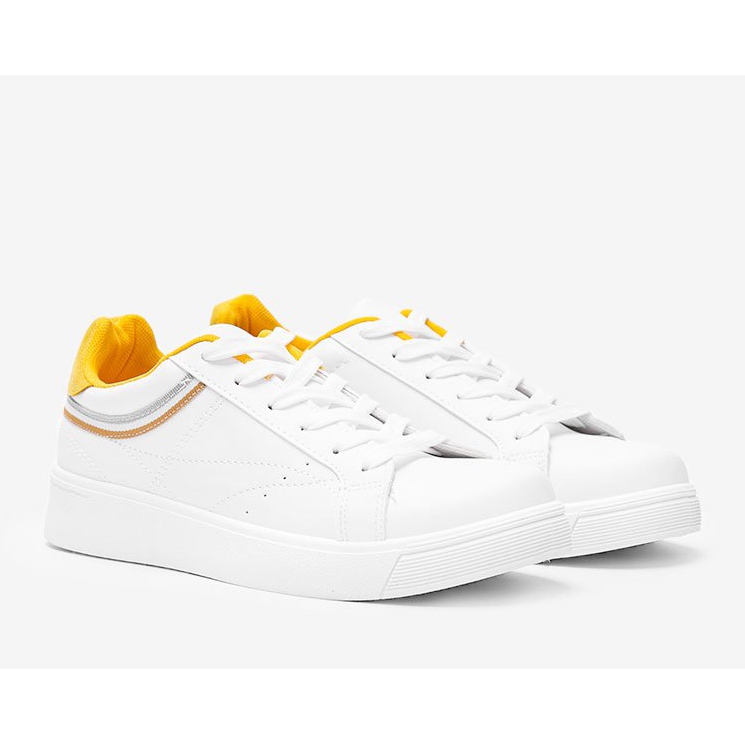 Sneakers bianche e gialle con spessa suola Meia bianco giallo 2