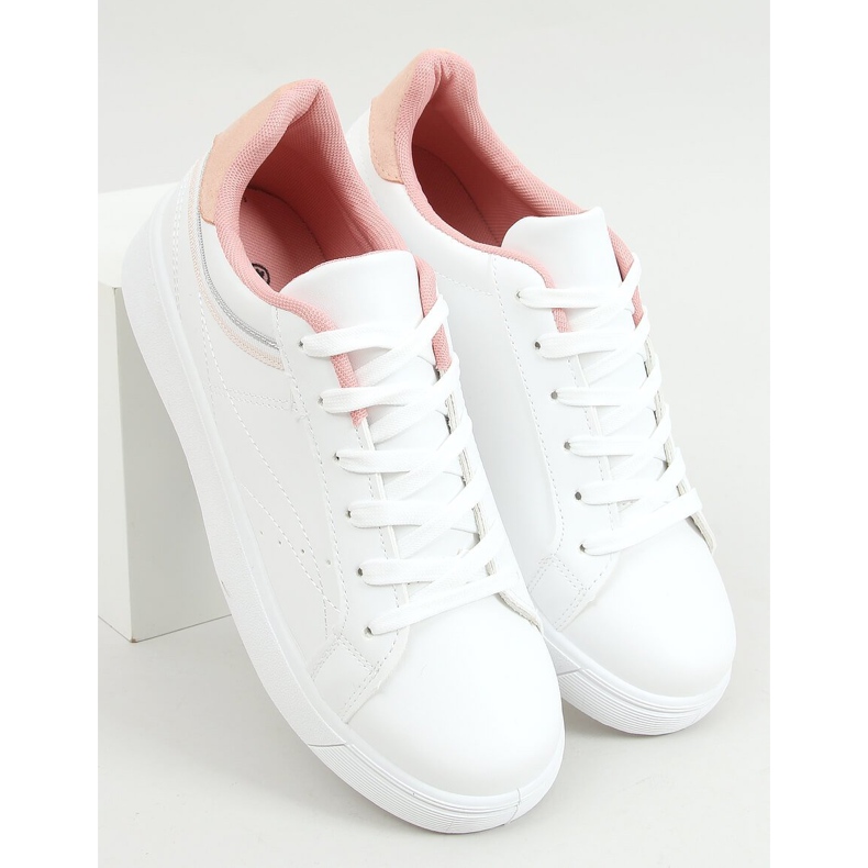 Sneakers bianche da donna B0-686 BIANCO/ROSA 1