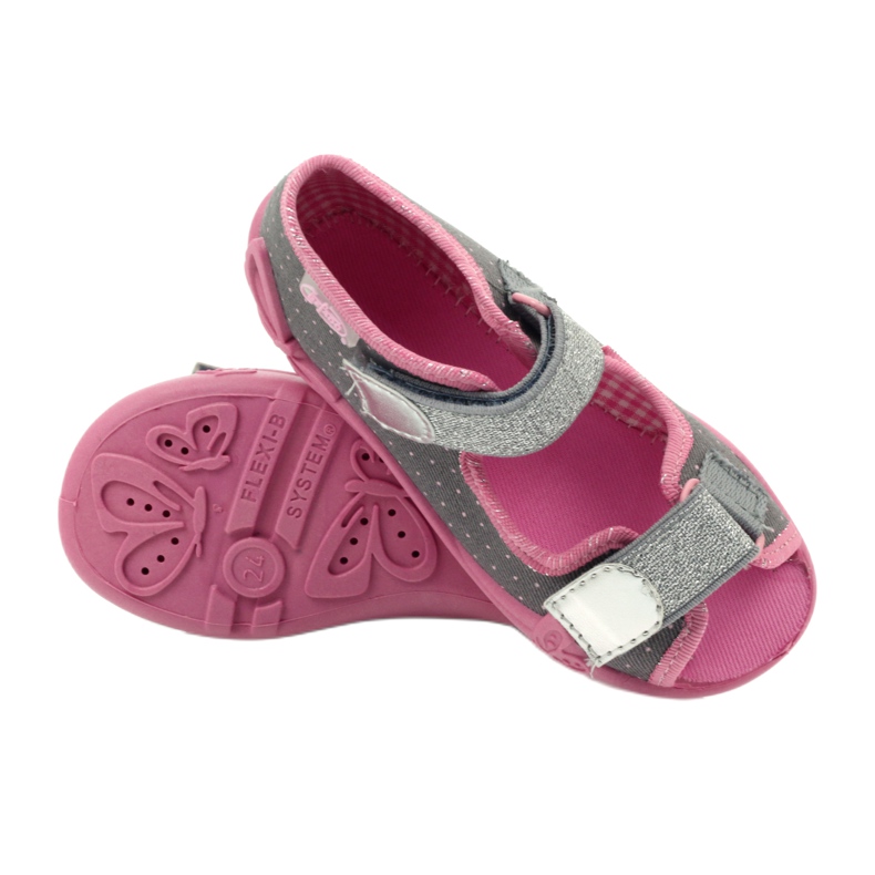 Scarpe per bambini Befado 242P082 rosa d'argento grigio 6