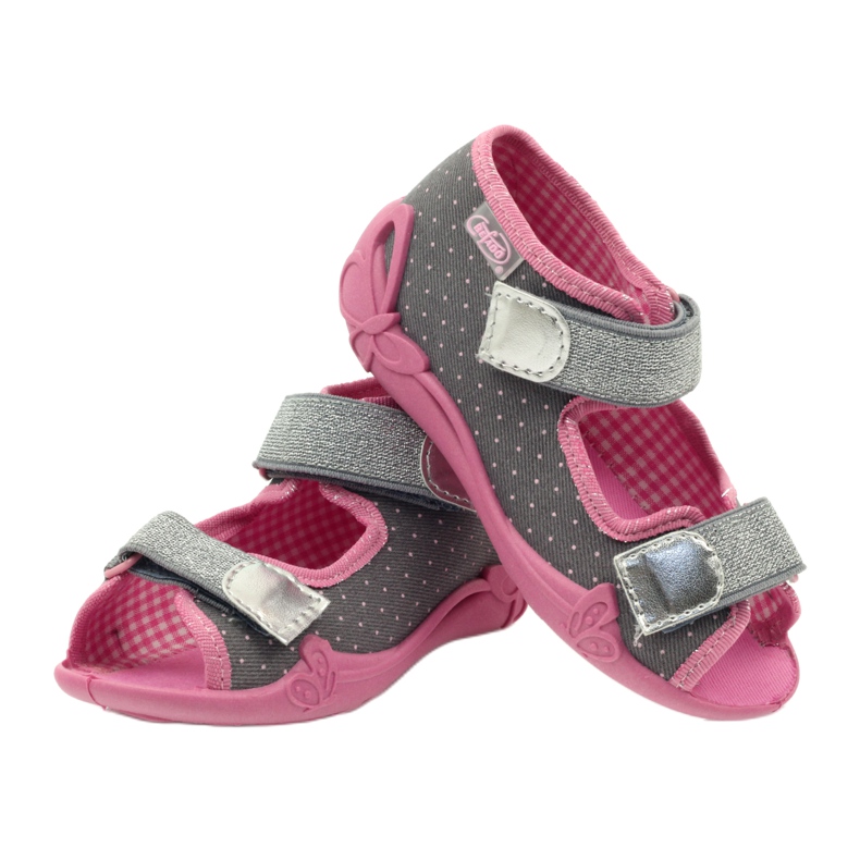 Scarpe per bambini Befado 242P082 rosa d'argento grigio 7