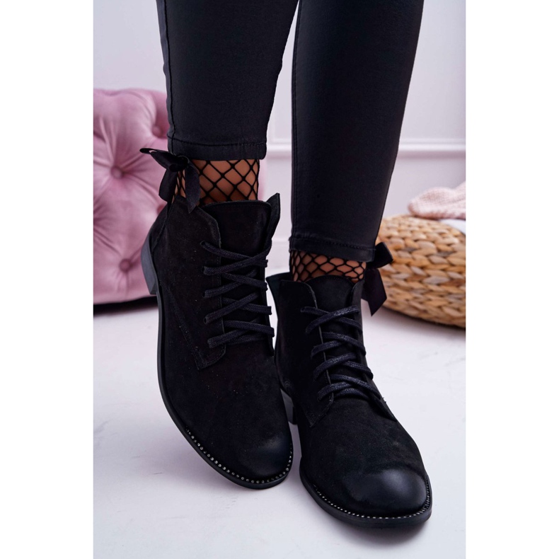 Stivali Donna Con Tacco Piatto Nabuk Nero Nicole 2420 2