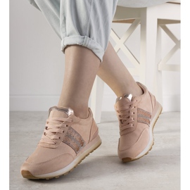 Sneakers rosa con zirconi Ratia beige 1