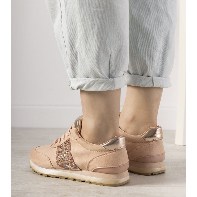 Sneakers rosa con zirconi Ratia beige 2