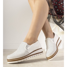 Scarpe slip-on argento con borchie GF-FD9 bianco 1