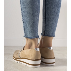 Scarpe slip-on argento con borchie GF-FD9 beige 1