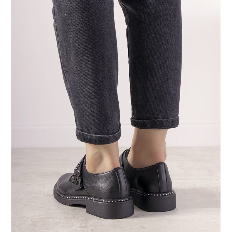 Scarpe slip-on argento con borchie GF-FD9 nero 2