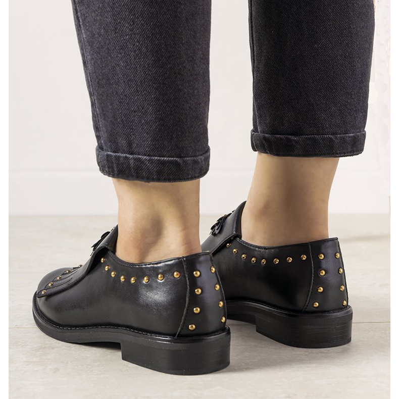 Scarpe slip-on nere con borchie GF-FD9 nero 1