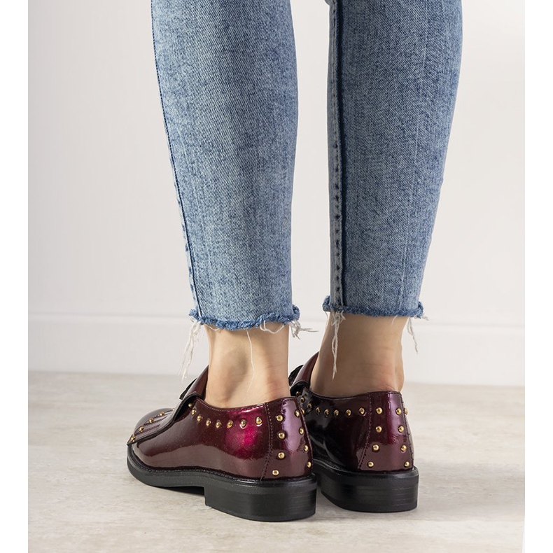 Slip on bordeaux con borchie GF-FD9 rosso 2
