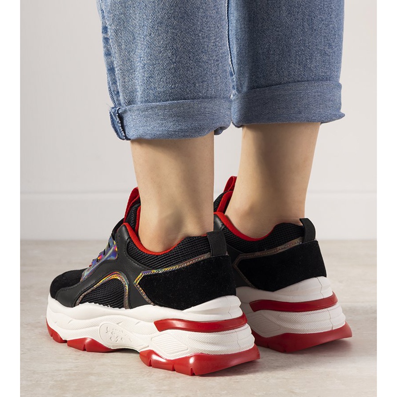 Sneakers nere con inserti Freedom olografici nero 1